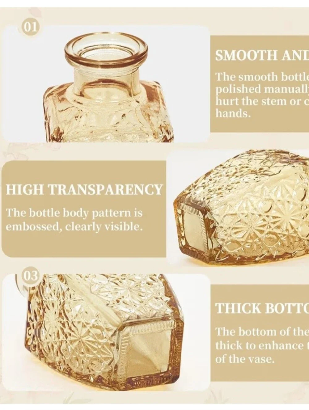 Amber Glass Decorative Vases Set - Home Accents